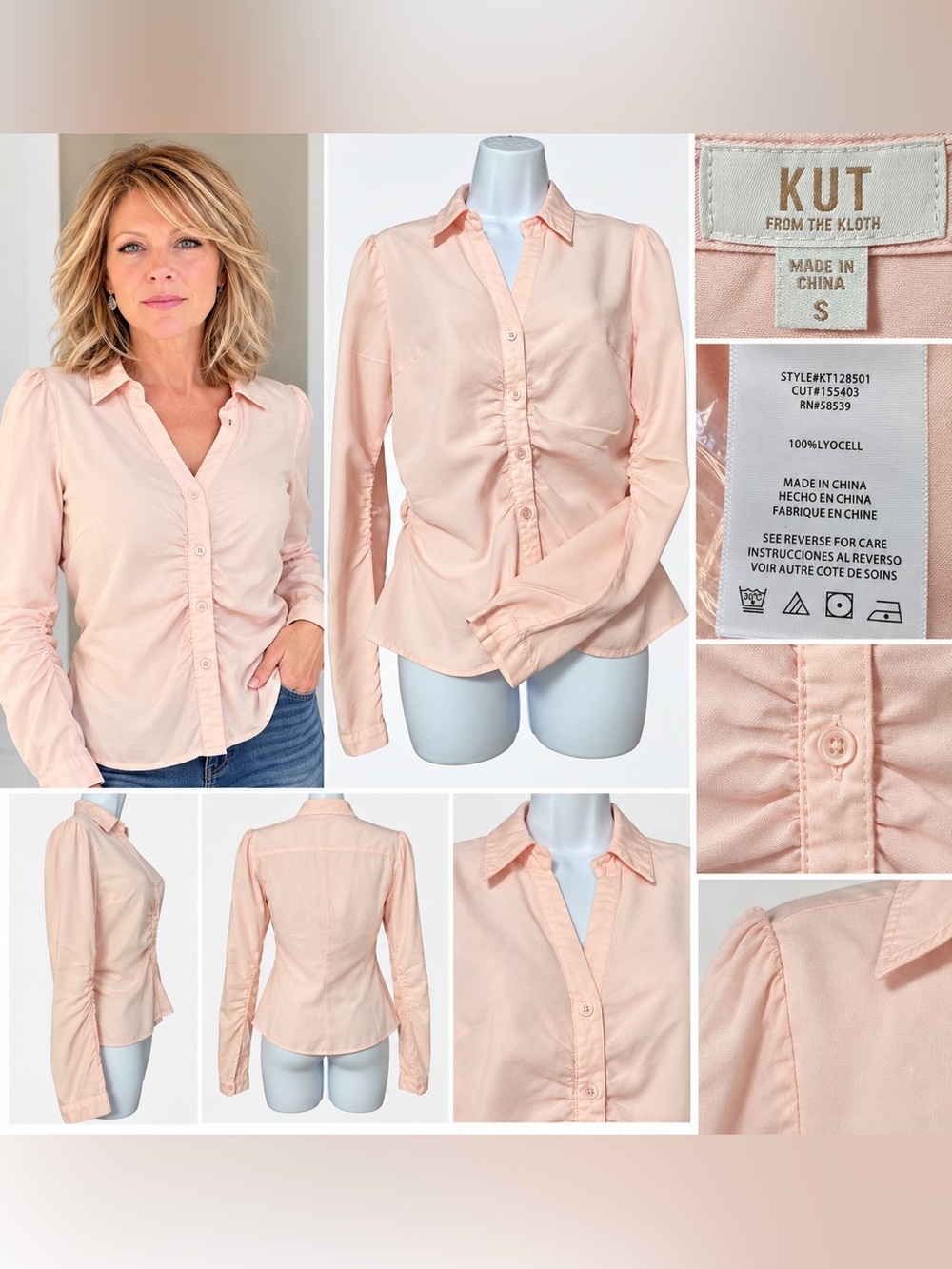 Kut from the Kloth Soft Blush  Pink Blouse - Size S